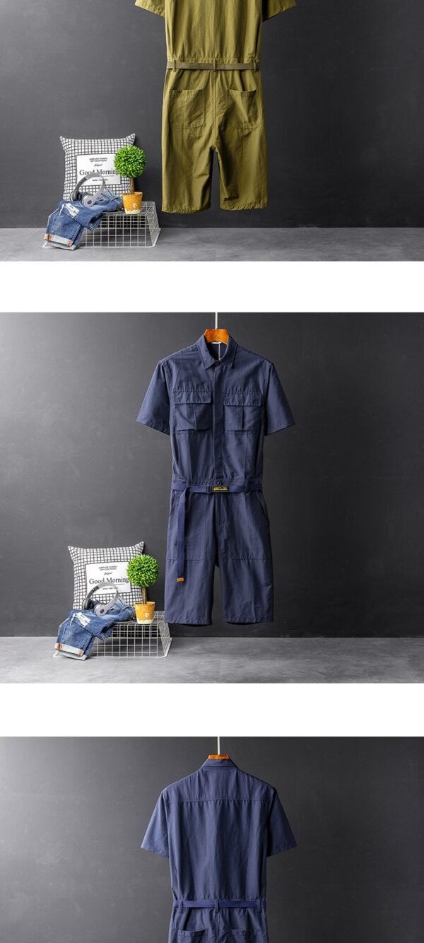 Korean Version of The British Body Suit Men's Summer Short-sleeved Shirt Jumpsuit