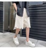 Kk1611 / P90 solid color patchwork design hair beard denim shorts