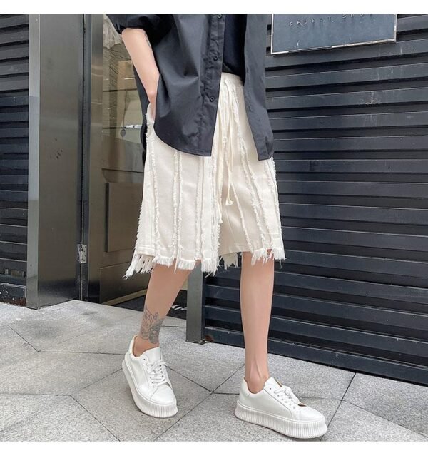 Kk1611 / P90 solid color patchwork design hair beard denim shorts