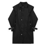P160 Dark Black Men's Windbreaker Mid-length Jacket Men