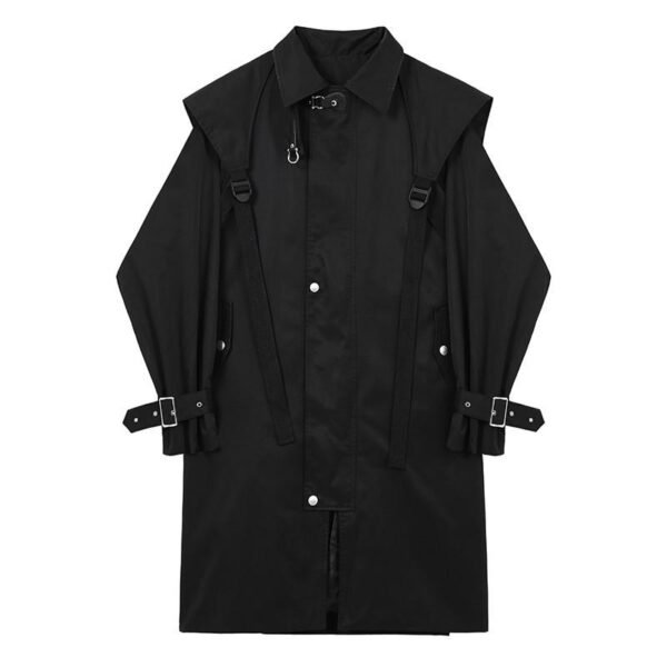 P160 Dark Black Men's Windbreaker Mid-length Jacket Men