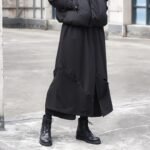 X090P95 Original Design Dark Black Mountain Yoji Style Loose Double Wide-leg Cropped Culottes