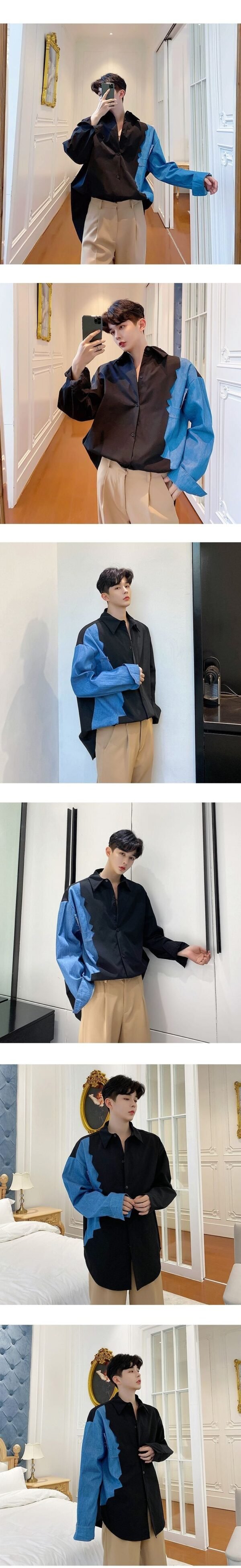 Men's Loose Slim Long-sleeved Denim Shirt Jacket