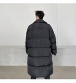 KK1572/P190 Winter Solid Color Dark Button Large Lapel Long Cotton Jacket