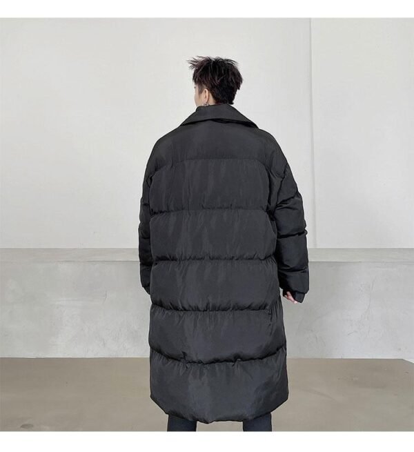 KK1572/P190 Winter Solid Color Dark Button Large Lapel Long Cotton Jacket