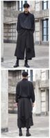X090P95 Original Design Dark Black Mountain Yoji Style Loose Double Wide-leg Cropped Culottes