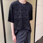 A452--6133--P55 P55 New Velvet Jacquard Round Neck T-shirt In Summer