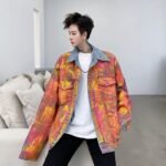 8041-P115 Street Personality Splash Paint Denim Jacket