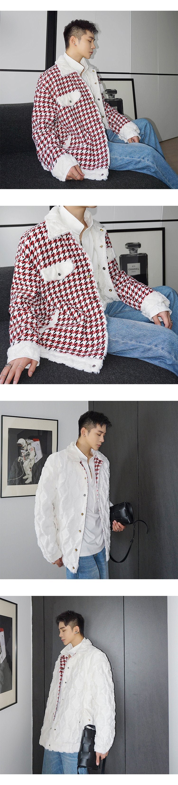 7620-P165 Winter Woolen Plaid with Thick Coat on Both Sides