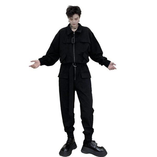 B251A-TT73-P178 Dark Style Multi-pocket Handsome Trendy One-piece Tooling Jumpsuit