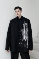 P115 Dark Pioneer Graffiti Print Personality Baggy Suit Jacket