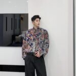 Homemade Lazy Style Retro Personality Totem with Loose Long-sleeved Shirt