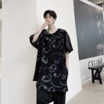 Graffiti Loose Dark Short-sleeved T-shirt Creative Tailoring Designer Top