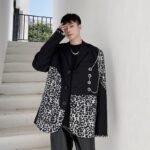 P1351226 Retro Leopard Print Stitching Suit Design Sense of Personality Niche Suit Men's Trend