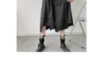 K1905 P65 Dark Asymmetric Japanese Loose Shorts