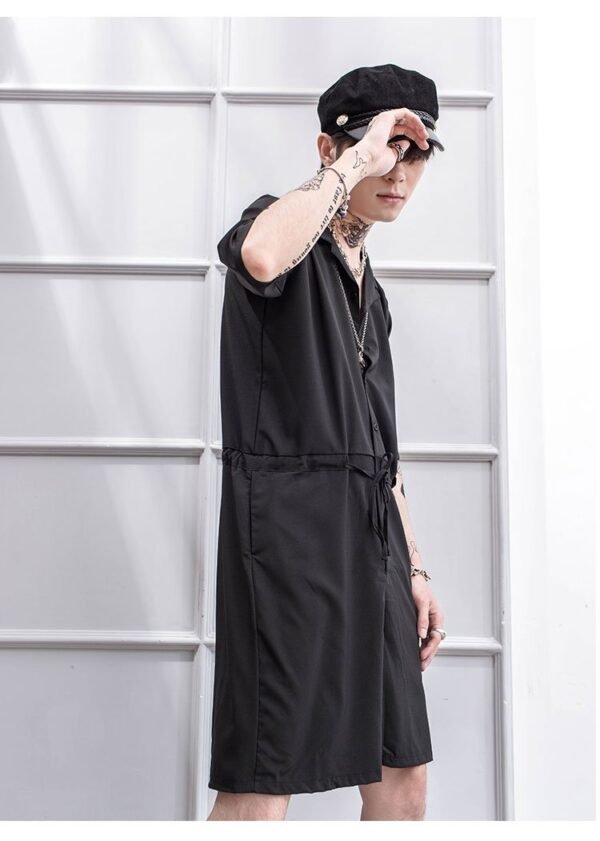 Japanese Retro-fitting Pants Suit Summer Men's Loose Short Sleeved Clothes Korean Version of The Integrated Suit Shorts