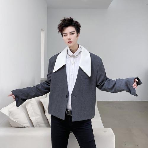 KK1585/P165 Detachable Colorblock Collar Short Jacket Suit