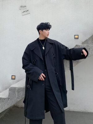 Japan Style Yoiji Yamamoto Trench Coat Trench Jacket Black Trench Coat Mens