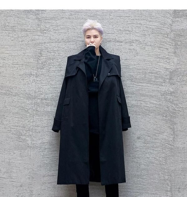 P125 Autumn and Winter Mid-length Men's Windbreaker Loose Lapel Jacket