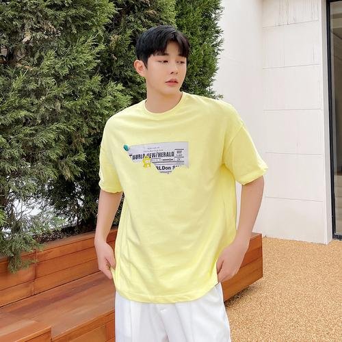 CT105-P65 Pin Printed Casual Loose T-shirt