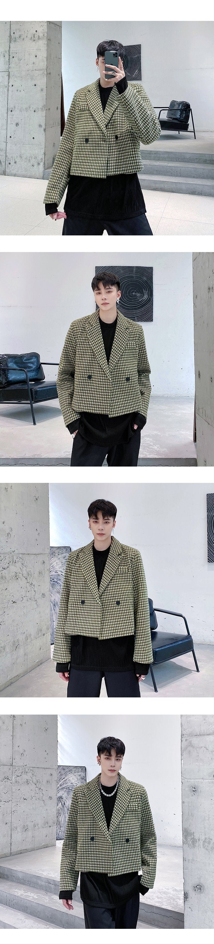 P1253991 Retro Plaid Thick Suit Jacket