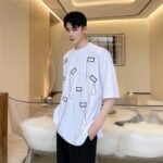 A452-6126-P55 New Personality Label Round Collar T-shirt