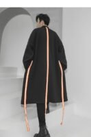 Streetwear Long Black Cardigan Windbreaker Jacket for Men