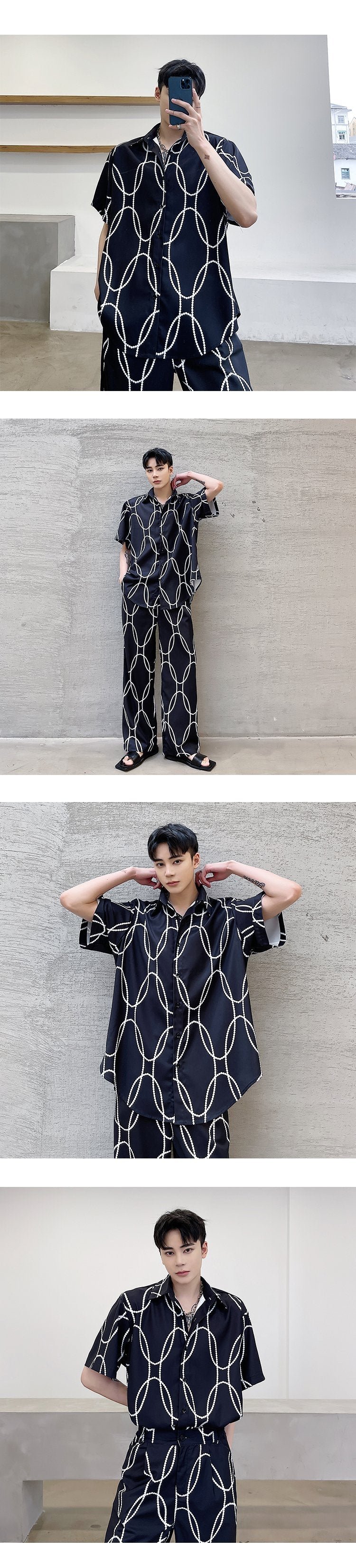 9994-P65 Pattern Trend Short Sleeve Shirt Set