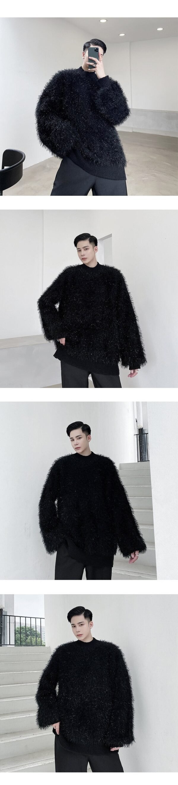 Androgynous Mohair Sweater Oversize Sweater White Sweater Black Sweater