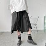 K1905 P65 Dark Asymmetric Japanese Loose Shorts