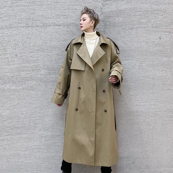 P125 Autumn and Winter Mid-length Men's Windbreaker Loose Lapel Jacket