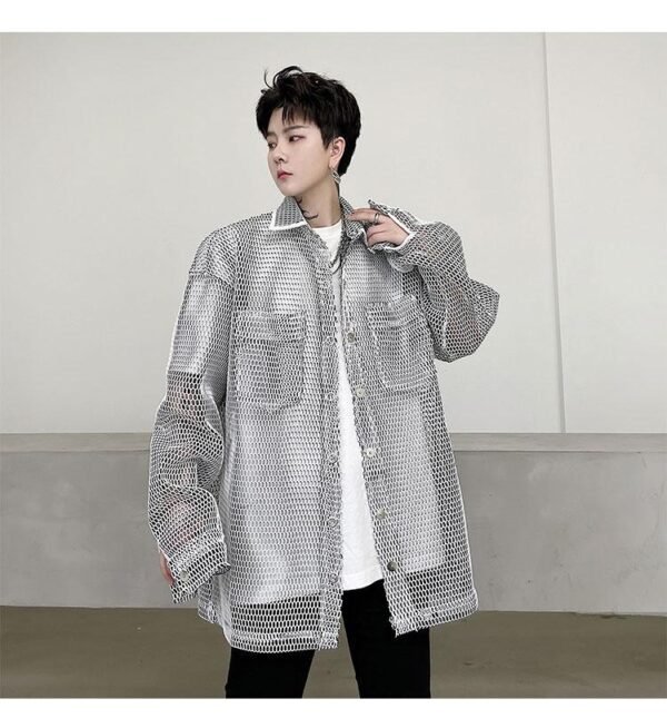 KK1662/P115 Mesh Hollow Edging Solid Color Loose Sunscreen Windbreaker Jacket