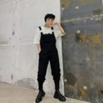 Mens Fashion Carhartt Overalls Black Cargo Dungarees