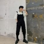 Mens Fashion Carhartt Overalls Black Cargo Dungarees