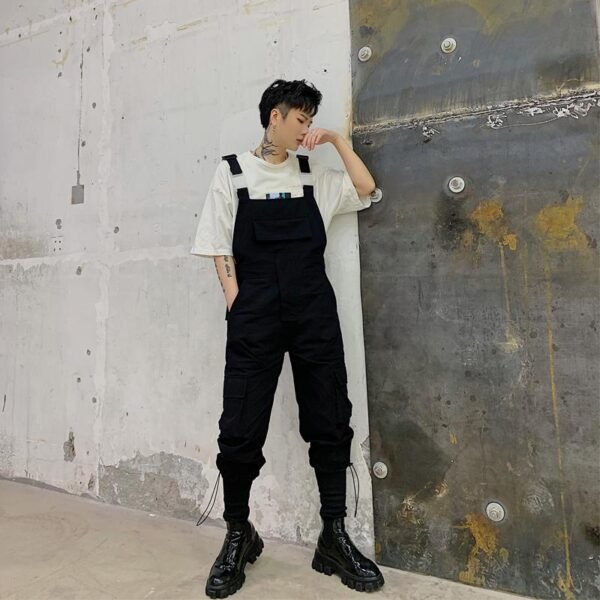 Mens Fashion Carhartt Overalls Black Cargo Dungarees