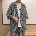 Houndstooth Shirt Shorts Two-piece Suit Men