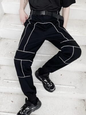 A261-9952-P75  Original Reflective Personality Design Function Wind Belt Bundle Casual Trend Trousers