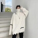 KK1570/P95 Winter Solid Color Hole High Neck Stitch Design Loose Thick Sweater