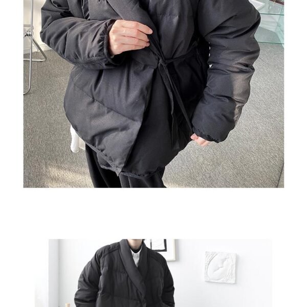 YM155 90% White Duck Down Winter Japanese Dark Thick Warm Down Jacket Black Down Jacket