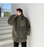W205P125 Lambswool Jacket Handsome Hooded Thickened Cotton-padded Casual Jacket