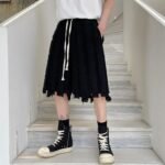 Kk1611 / P90 solid color patchwork design hair beard denim shorts