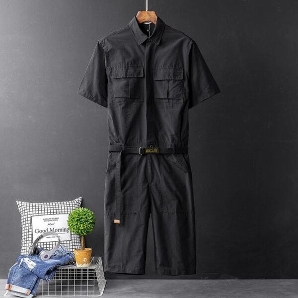Korean Version of The British Body Suit Men's Summer Short-sleeved Shirt Jumpsuit