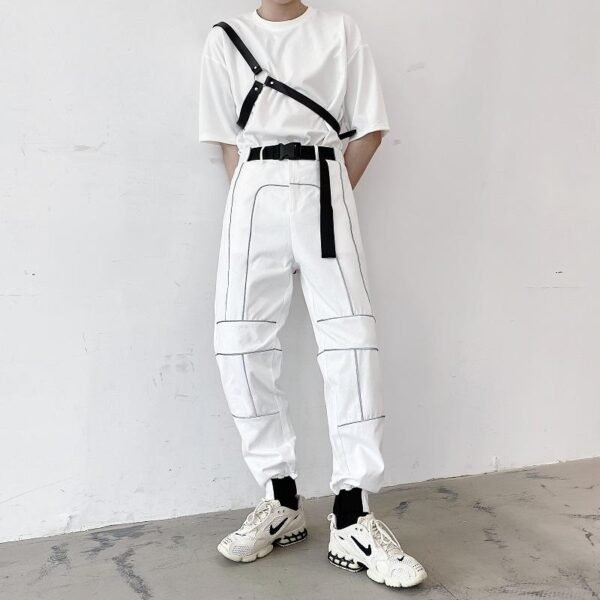 A261-9952-P75  Original Reflective Personality Design Function Wind Belt Bundle Casual Trend Trousers