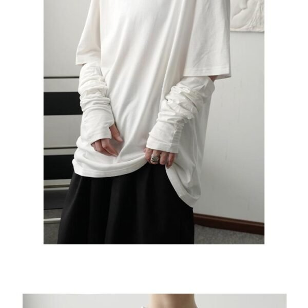 YM03P45 Minimalist, Lazy, Niche, Irregular Gloves T Shirts