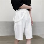 F48-P50 Detachable Ribbon Casual Elastic Short Trousers