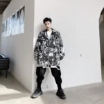 D563 Dark Cartoon Pop Print Denim Jacket