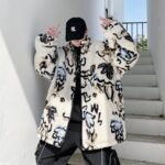 KK390 Personality Printed Lamb Wool Quilted Jacket