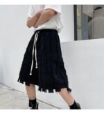 Kk1611 / P90 solid color patchwork design hair beard denim shorts