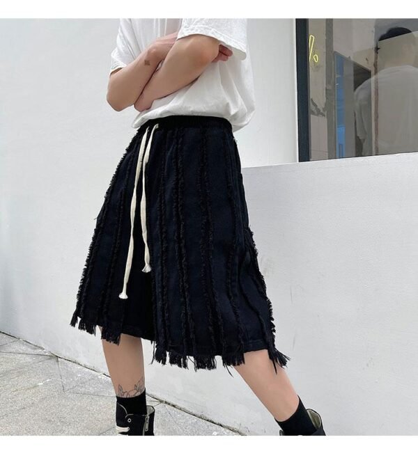 Kk1611 / P90 solid color patchwork design hair beard denim shorts