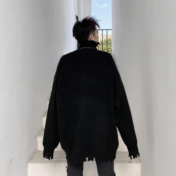 KK1570/P95 Winter Solid Color Hole High Neck Stitch Design Loose Thick Sweater